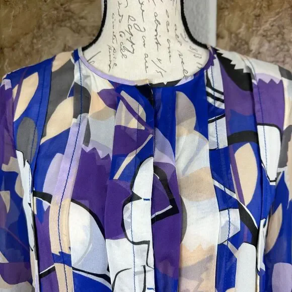 Diane Von Furstenberg 100% Silk Dress Long Sleeve Hi-Lo Floral Summer Dress Sz 6 - Picture 2 of 15